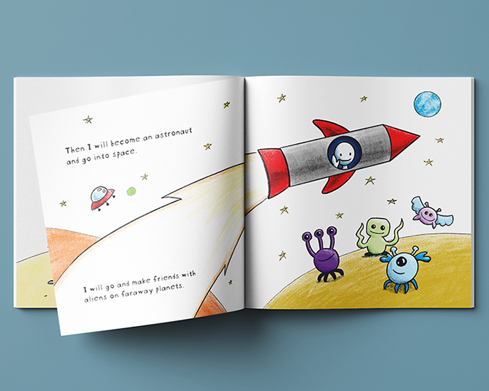 Children's Book Space Page Spread